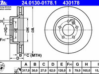 Disc frana 24 0130-0178 1 ATE pentru Land rover Discovery Land rover Lr4 Land rover Lr3 Land rover Range rover