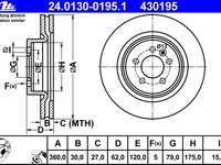 Disc frana 24 0130-0195 1 ATE pentru Land rover Discovery Land rover Lr4 Land rover Range rover