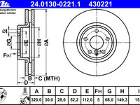 Disc frana 24 0130-0221 1 ATE pentru Audi A7 Audi A6 Audi Q5 Audi A5 Audi A4