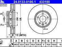 Disc frana 24 0133-0100 1 ATE pentru Vw Eurovan Vw Kombi Vw Transporter Vw Multivan