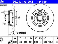 Disc frana 24 0134-0100 1 ATE pentru Vw Phaeton Audi A8