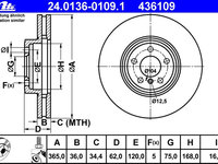 Disc frana 24 0136-0109 1 ATE pentru Bmw X5 Bmw X6