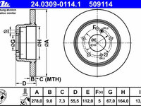 Disc frana 24 0309-0114 1 ATE pentru Mercedes-benz Limuzina Mercedes-benz E-class Mercedes-benz Kombi Mercedes-benz Coupe Mercedes-benz Cabriolet Mercedes-benz C-class Mercedes-benz Slk Mercedes-benz Clk