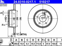 Disc frana 24 0310-0217 1 ATE pentru Mercedes-benz C-class Mercedes-benz E-class Mercedes-benz Clk Mercedes-benz Slk Mercedes-benz Clc-class