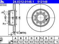 Disc frana 24 0312-0148 1 ATE pentru Audi A4