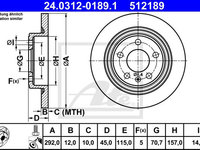 Disc frana 24 0312-0189 1 ATE pentru Opel Astra Chevrolet Orlando Chevrolet Cruze Opel Zafira