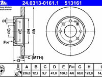 Disc frana 24 0313-0161 1 ATE pentru Opel Corsa Opel Kadett Opel Vectra Opel Ascona