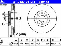 Disc frana 24 0320-0142 1 ATE pentru Alfa romeo 146 1994 1995 1996