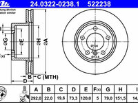 Disc frana 24 0322-0238 1 ATE pentru Bmw Seria 1 Bmw Seria 3