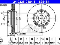 Disc frana 24 0325-0184 1 ATE pentru Audi A5 Audi A4