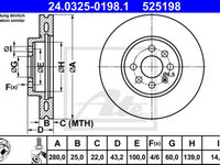 Disc frana 24 0325-0198 1 ATE pentru Opel Astra