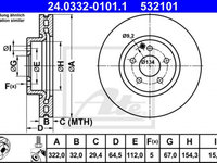 Disc frana 24 0332-0101 1 ATE pentru Mercedes-benz C-class Mercedes-benz E-class Mercedes-benz Slk