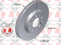 Disc frana 610 1195 20 ZIMMERMANN pentru Volvo 850 Volvo S70 Volvo V70 Volvo S90 Volvo V90 Volvo C70