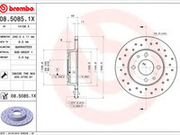 Disc frana ALFA ROMEO 146 (930) (1994 - 2001) BREMBO 08.5085.1X piesa NOUA