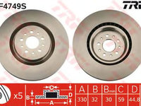 Disc frana ALFA ROMEO 147 (937) - OEM - TRW: DF4749S - Cod intern: W02292766 - LIVRARE DIN STOC in 24 ore!!!