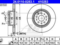 Disc frana ALFA ROMEO 156 (932) (1997 - 2005) ATE 24.0110-0283.1 piesa NOUA