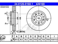 Disc frana Alfa Romeo Giulietta, 04.2010-, Fiat 500x 2014-, Jeep Renegade 2014-, ATE