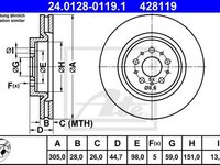 Disc frana ALFA ROMEO GTV (916C_) (1994 - 2005) ATE 24.0128-0119.1 piesa NOUA