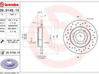 Disc frana AUDI A3 (8L1) (1996 - 2003) BREMBO 08.9148.1X piesa NOUA