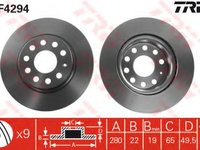 Disc frana AUDI A3 Cabriolet (8P7) (2008 - 2013) TRW DF4294