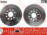 Disc frana AUDI A3 Cabriolet (8P7) (2008 - 2013) TRW DF4294 piesa NOUA