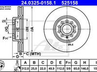 Disc frana AUDI A3 Sportback (8PA) (2004 - 2013) ATE 24.0325-0158.1