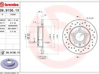 Disc frana AUDI A4 (8E2, B6) (2000 - 2004) BREMBO 08.9136.1X piesa NOUA