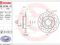 Disc frana AUDI A4 (8E2, B6) (2000 - 2004) BREMBO 08.9136.1X