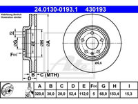 Disc frana Audi A4 (8k2, B8), 11.2007-12.2015, A5, 06.2007-01.2017, ATE