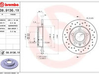 Disc frana AUDI A4 Avant (8E5, B6) (2001 - 2004) BREMBO 08.9136.1X