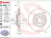 Disc frana AUDI A4 Cabriolet (8H7, B6, 8HE, B7) (2002 - 2009) BREMBO 09.8690.11