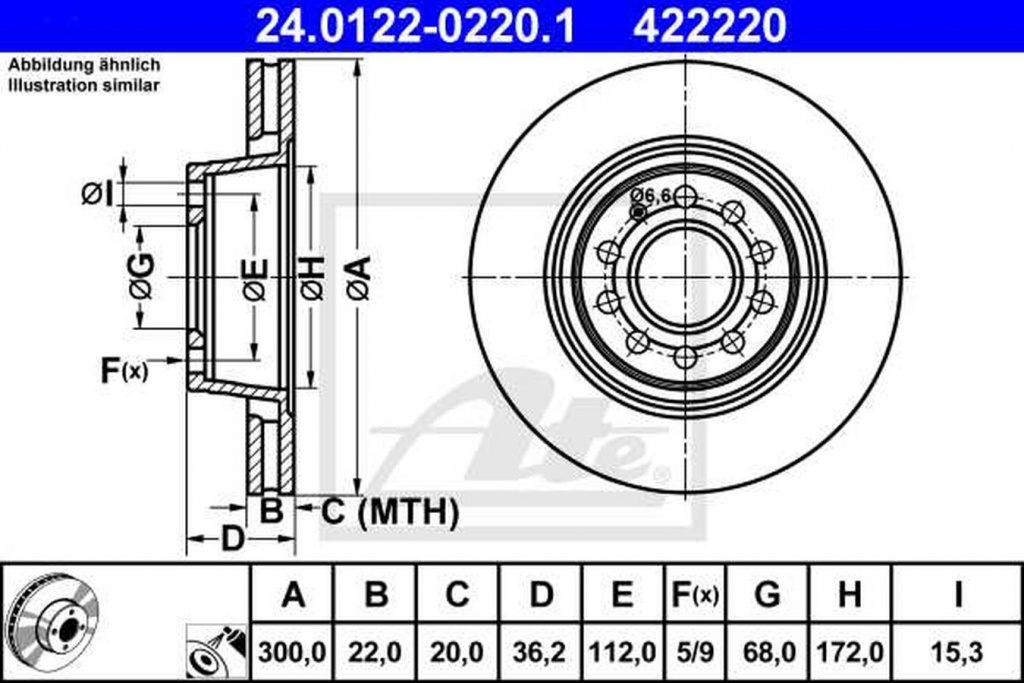 Disc frana AUDI A4 Cabriolet 8H7 B6 8HE B7 ATE 24012202201