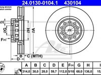 Disc frana AUDI A6 (4A, C4) (1994 - 1997) ATE 24.0130-0104.1 piesa NOUA