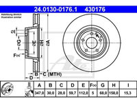 Disc frana Audi A6 (4f2, C6), 05.2004-03.2011, ATE