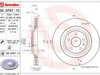 Disc frana AUDI A6 (4F2, C6) (2004 - 2011) BREMBO 09.9767.11 piesa NOUA