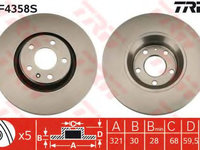 Disc frana AUDI A6 (4F2, C6) (2004 - 2011) TRW DF4358S