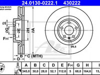 Disc frana AUDI A6 Avant (4G5, C7, 4GD) (2011 - 2020) ATE 24.0130-0222.1