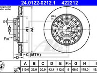 Disc frana AUDI A8 (4E_) (2002 - 2010) ATE 24.0122-0212.1