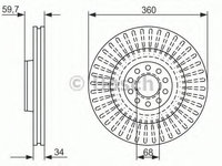 Disc frana AUDI A8 (4E) (2002 - 2010) BOSCH 0 986 479 B97 piesa NOUA