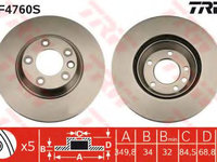 Disc frana AUDI Q7 (4L) (2006 - 2015) TRW DF4760S