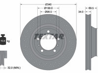 Disc frana Axa fata stanga (92287805 TEXTAR) PORSCHE