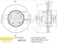 Disc frana BD-0122 FREMAX pentru Mercedes-benz B-class Mercedes-benz Cla Mercedes-benz Gla-class Mercedes-benz C-class