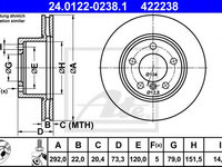 Disc frana BMW 1 Cabriolet (E88) (2008 - 2013) ATE 24.0122-0238.1