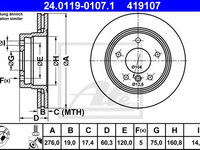 Disc frana BMW 3 Compact (E46) (2001 - 2005) ATE 24.0119-0107.1