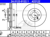 Disc frana BMW 3 Touring (E30) (1987 - 1994) ATE 24.0122-0122.1