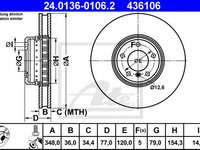 Disc frana BMW 5 (E60) (2003 - 2010) ATE 24.0136-0106.2