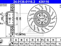 Disc frana BMW 5 (E60) (2003 - 2010) ATE 24.0136-0116.2