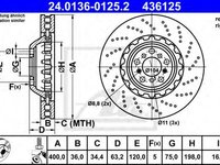 Disc frana BMW 5 (F10, F18) (2009 - 2020) ATE 24.0136-0125.2