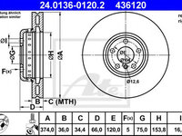 Disc frana BMW 5 Gran Turismo (F07) (2009 - 2020) ATE 24.0136-0120.2