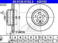 Disc frana BMW Seria 1 Cabriolet (E88) (2008 - 2013) ATE 24.0126-0152.2 piesa NOUA